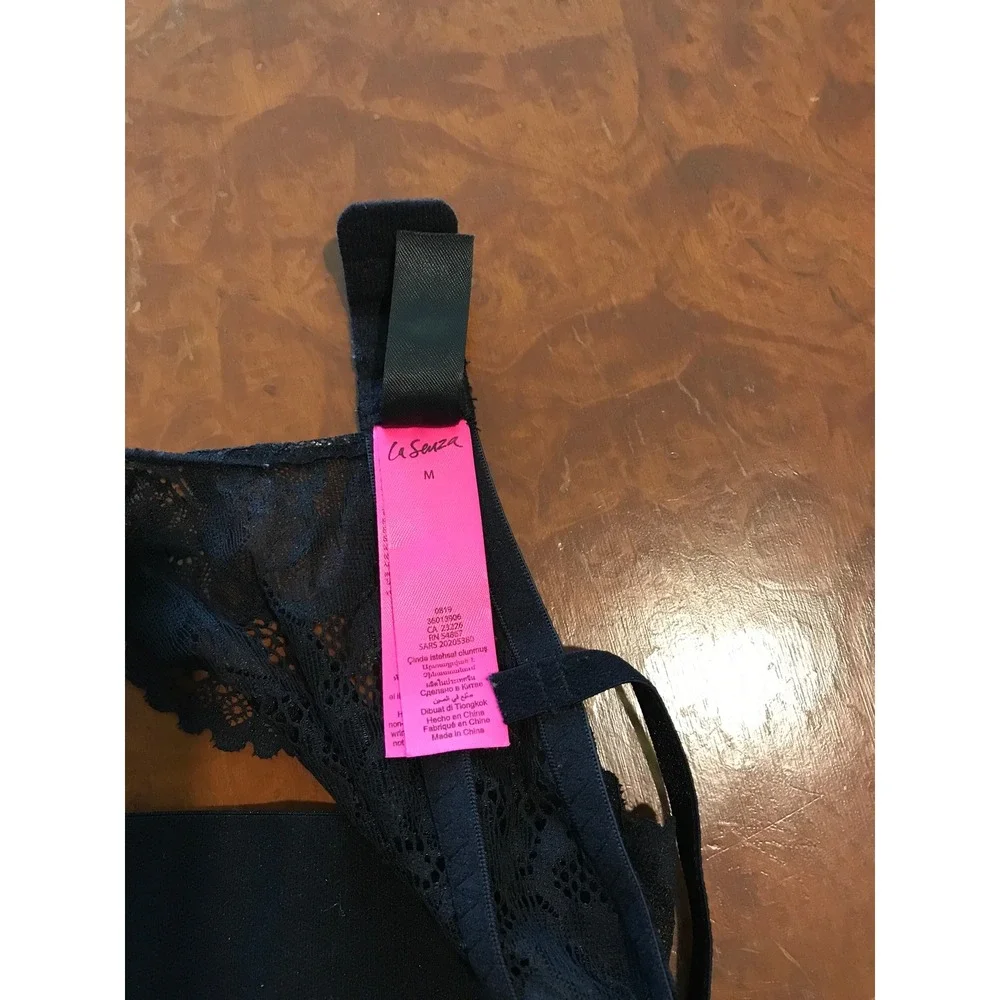 La Senza Black Lace‎ Longline Push Up Bralette Keyhole Back Medium